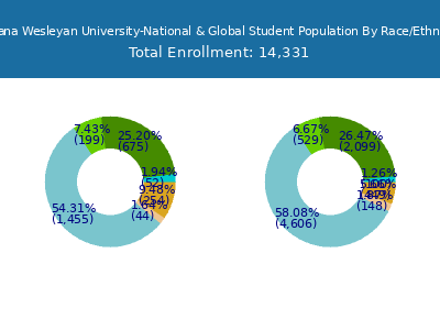 Indiana Wesleyan University-National & Global 2025 Student Population by Gender and Race chart