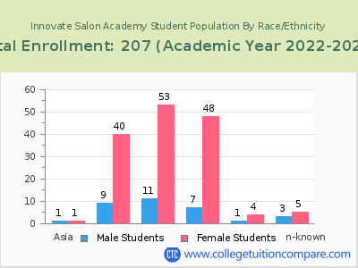 Innovate Salon Academy 2023 Student Population by Gender and Race chart