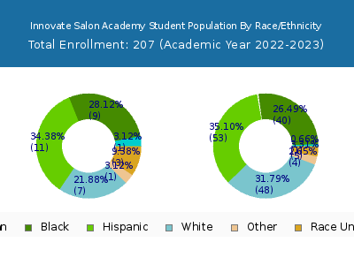 Innovate Salon Academy 2023 Student Population by Gender and Race chart