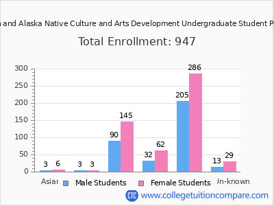 Institute of American Indian and Alaska Native Culture and Arts Development 2025 Undergraduate Enrollment by Gender and Race chart