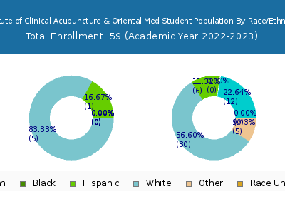 Institute of Clinical Acupuncture & Oriental Med 2023 Student Population by Gender and Race chart
