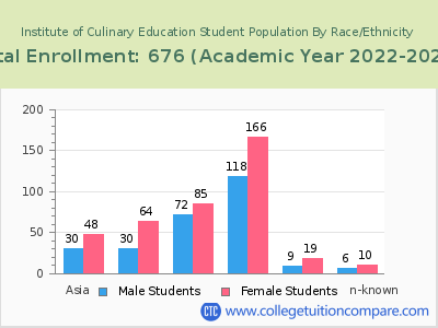 Institute of Culinary Education 2023 Student Population by Gender and Race chart