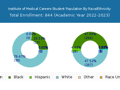 Institute of Medical Careers 2023 Student Population by Gender and Race chart