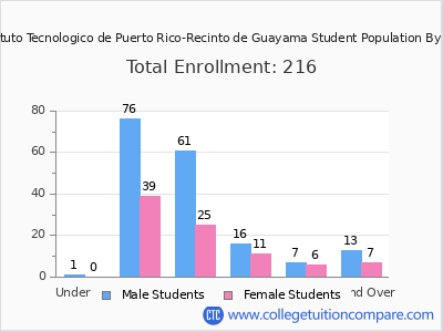 Instituto Tecnologico de Puerto Rico-Recinto de Guayama 2024 Student Population by Age chart