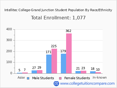 Intellitec College-Grand Junction 2025 Student Population by Gender and Race chart