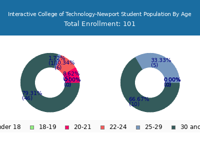 Interactive College of Technology-Newport 2024 Student Population Age Diversity Pie chart