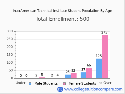 InterAmerican Technical Institute 2024 Student Population by Age chart