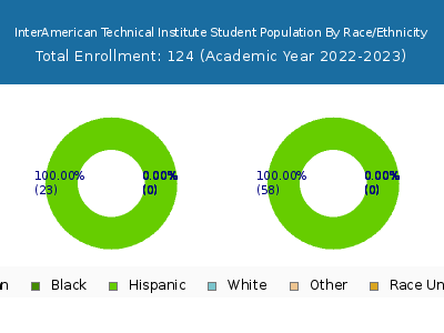 InterAmerican Technical Institute 2023 Student Population by Gender and Race chart