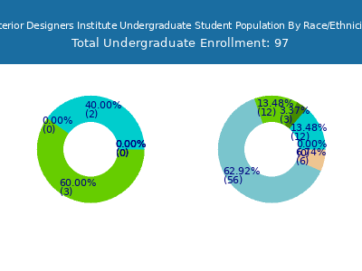 Interior Designers Institute 2025 Undergraduate Enrollment by Gender and Race chart
