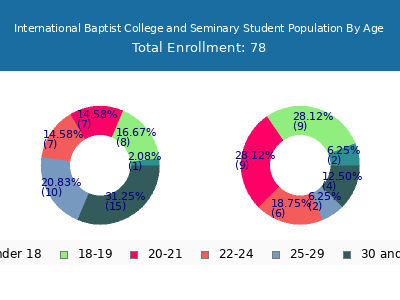 International Baptist College and Seminary 2024 Student Population Age Diversity Pie chart