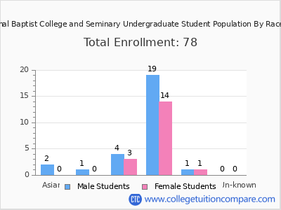 International Baptist College and Seminary 2025 Undergraduate Enrollment by Gender and Race chart