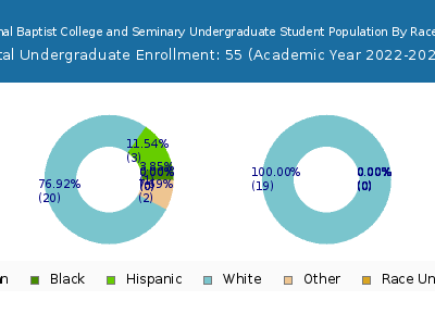 International Baptist College and Seminary 2023 Undergraduate Enrollment by Gender and Race chart