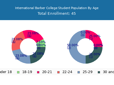 International Barber College 2024 Student Population Age Diversity Pie chart