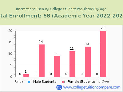 International Beauty College 2023 Student Population by Age chart