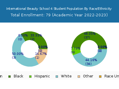 International Beauty School 4 2023 Student Population by Gender and Race chart