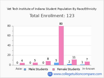 Vet Tech Institute of Indiana 2025 Student Population by Gender and Race chart