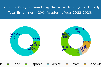 International College of Cosmetology 2023 Student Population by Gender and Race chart