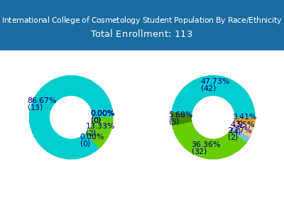 International College of Cosmetology 2025 Student Population by Gender and Race chart