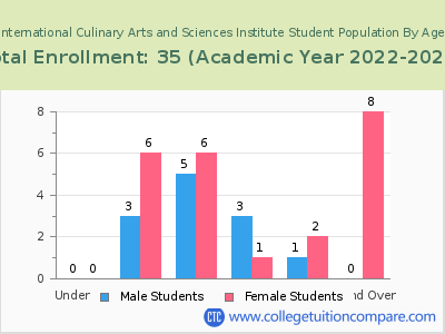 International Culinary Arts and Sciences Institute 2023 Student Population by Age chart