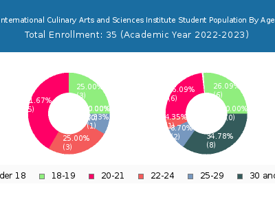 International Culinary Arts and Sciences Institute 2023 Student Population Age Diversity Pie chart