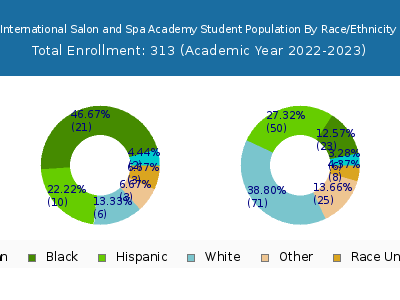 International Salon and Spa Academy 2023 Student Population by Gender and Race chart