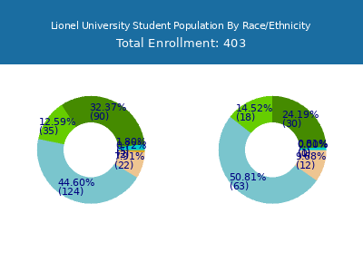 Lionel University 2025 Student Population by Gender and Race chart