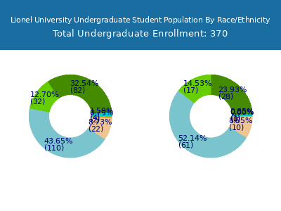 Lionel University 2025 Undergraduate Enrollment by Gender and Race chart