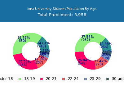 Iona University 2024 Student Population Age Diversity Pie chart