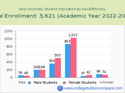 Iona University 2023 Student Population by Gender and Race chart
