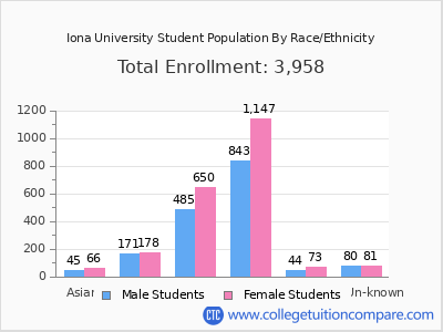 Iona University 2025 Student Population by Gender and Race chart