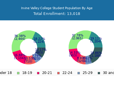 Irvine Valley College 2025 Student Population Age Diversity Pie chart