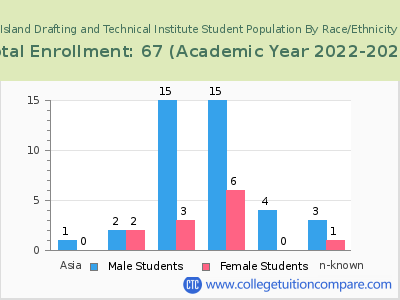 Island Drafting and Technical Institute 2023 Student Population by Gender and Race chart