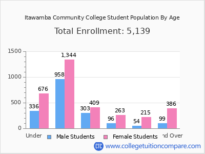 Itawamba Community College 2025 Student Population by Age chart