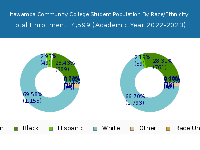 Itawamba Community College 2023 Student Population by Gender and Race chart