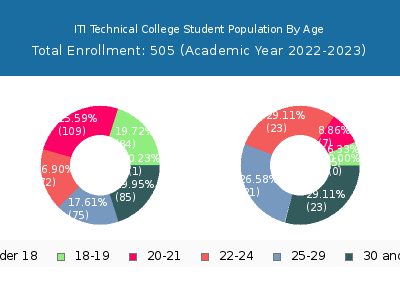 ITI Technical College 2023 Student Population Age Diversity Pie chart