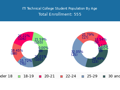 ITI Technical College 2025 Student Population Age Diversity Pie chart