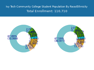 Ivy Tech Community College 2025 Student Population by Gender and Race chart