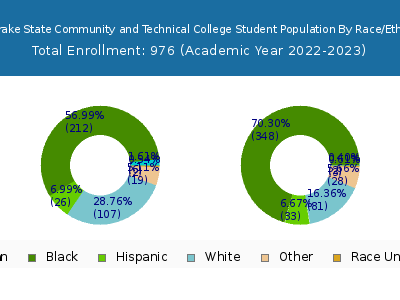 J. F. Drake State Community and Technical College 2023 Student Population by Gender and Race chart