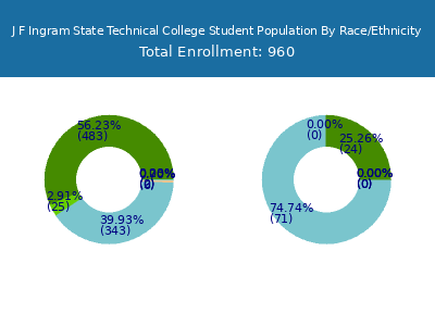 J F Ingram State Technical College 2025 Student Population by Gender and Race chart
