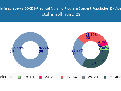 Jefferson Lewis BOCES-Practical Nursing Program 2024 Student Population Age Diversity Pie chart