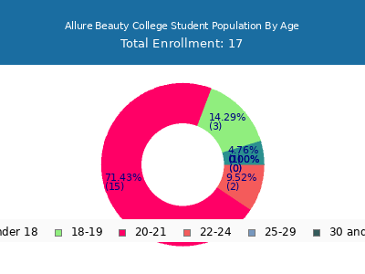 Allure Beauty College 2024 Student Population Age Diversity Pie chart