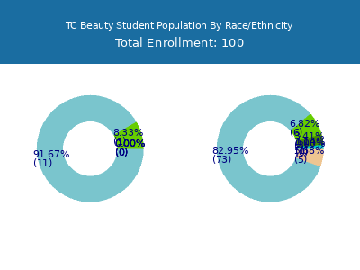 TC Beauty 2025 Student Population by Gender and Race chart