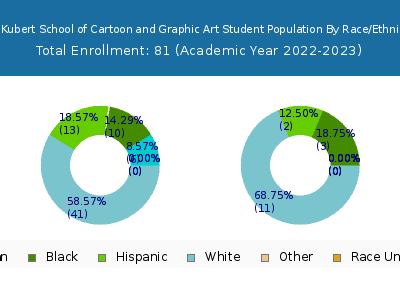 Joe Kubert School of Cartoon and Graphic Art 2023 Student Population by Gender and Race chart