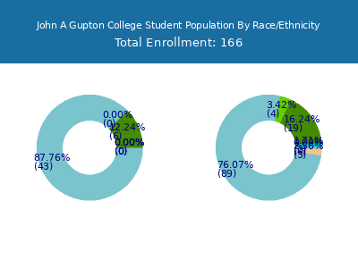 John A Gupton College 2025 Student Population by Gender and Race chart