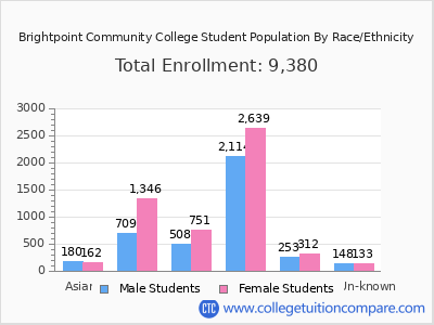 Brightpoint Community College 2025 Student Population by Gender and Race chart