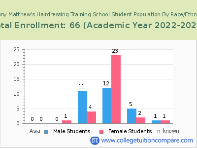 Johnny Matthew's Hairdressing Training School 2023 Student Population by Gender and Race chart