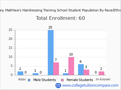 Johnny Matthew's Hairdressing Training School 2025 Student Population by Gender and Race chart