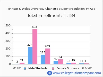 Johnson & Wales University-Charlotte 2025 Student Population by Age chart