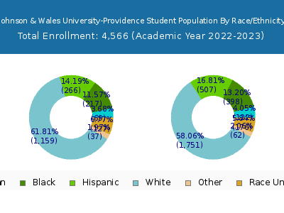 Johnson & Wales University-Providence 2023 Student Population by Gender and Race chart