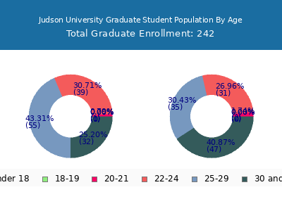 Judson University 2025 Graduate Enrollment Age Diversity Pie chart